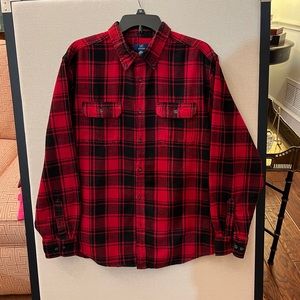 George  brand size XL  Red black flannel long sleeve shirt button down